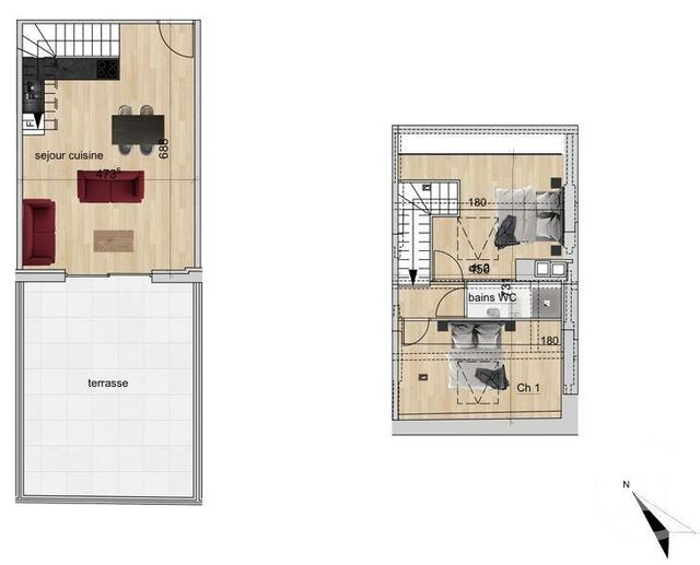 Appartement F2 à vendre - 3 pièces - 46.13 m2 - VINZIER - 74 - RHONE-ALPES - Century 21 Chablais - Léman